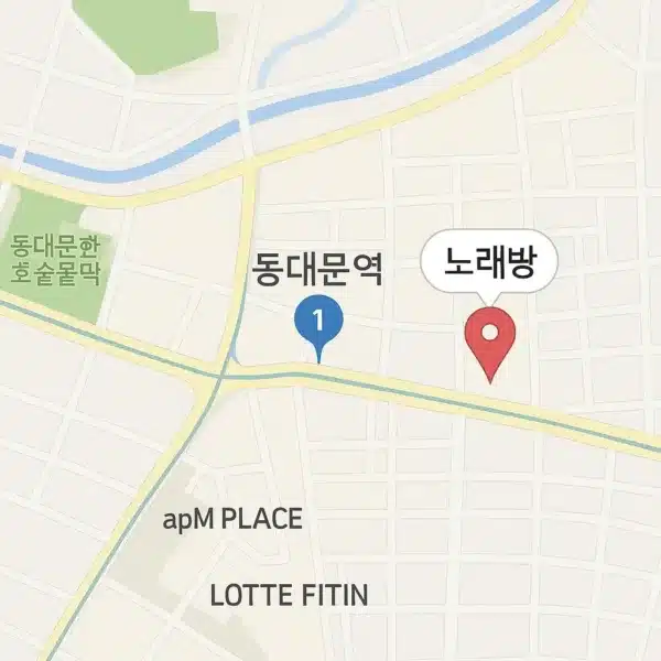 동대문역 인근 노래방 위치를 표시한 지도