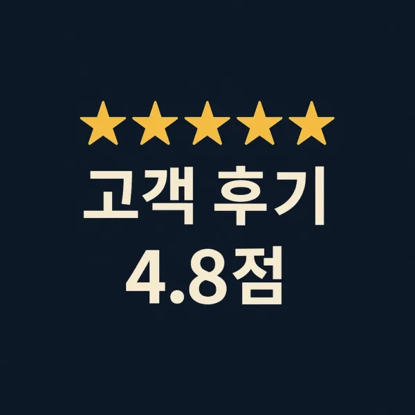 도파민 하이퍼블릭 고객 후기 4.8점 – 별점 5개와 긍정 키워드가 강조된 그래픽 배너